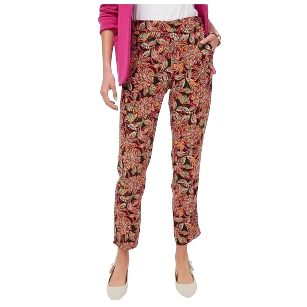 J Crew Cottagecore Ankle Pants Size 6 Floral Elastic Waist Jamie Casual Boho